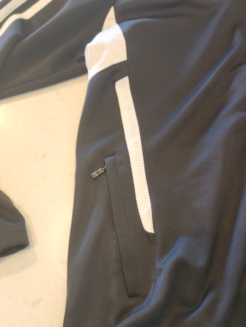 adidas Black Full-Zip Track Jacket with White Stripes - Picture 3 of 8